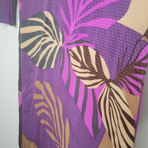 Nora Noh × Saks Fifth Avenue Palm Leaf 100% Silk Midi Dress Vintage Resortwear 8 - Picture 7 of 12